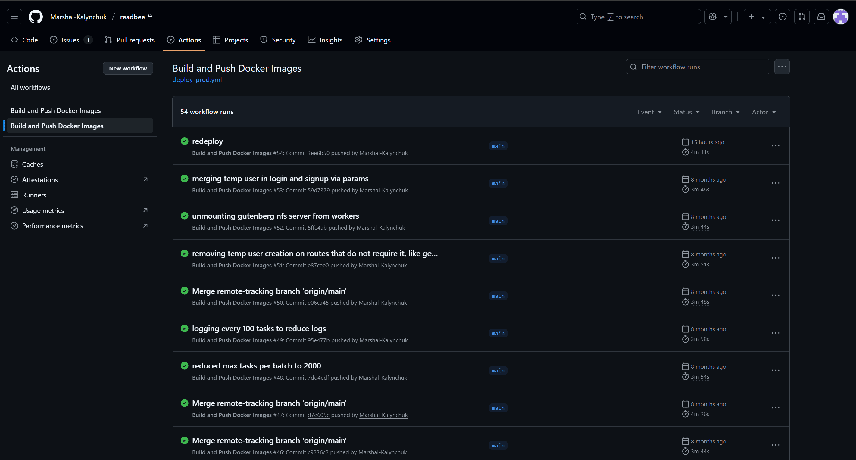 GitHub Actions workflow run